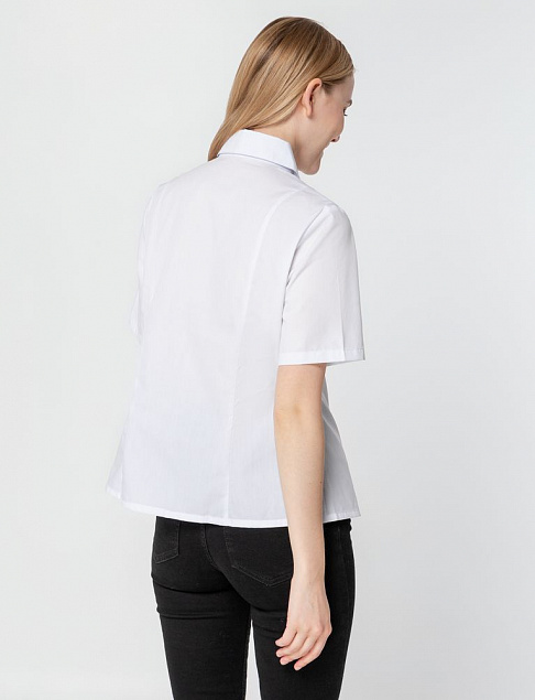 Рубашка женская с коротким рукавом Collar, белая с логотипом в Белгороде заказать по выгодной цене в кибермаркете AvroraStore