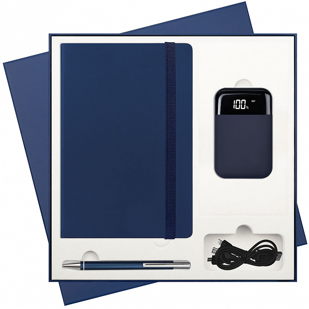 Подарочный набор Portobello/Alpha BtoBook синий (Ежедневник недат А5, Ручка, Power Bank) с логотипом в Белгороде заказать по выгодной цене в кибермаркете AvroraStore