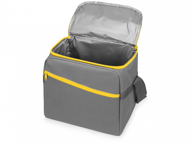 Изотермическая сумка-холодильник Classic c контрастной молнией, серый/желтый с логотипом в Белгороде заказать по выгодной цене в кибермаркете AvroraStore
