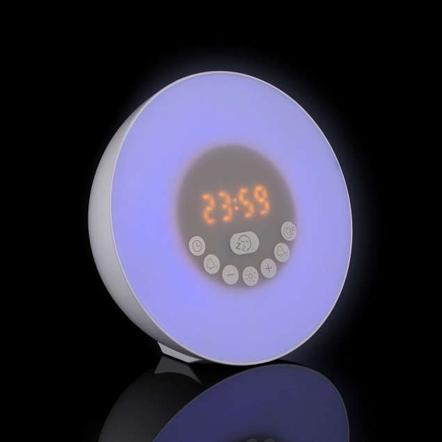 Лампа-колонка со световым будильником dreamTime, ver.2, белая с логотипом в Белгороде заказать по выгодной цене в кибермаркете AvroraStore