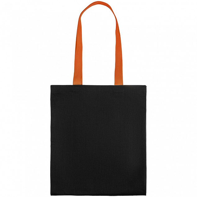 Холщовая сумка BrighTone, черная с оранжевыми ручками с логотипом в Белгороде заказать по выгодной цене в кибермаркете AvroraStore