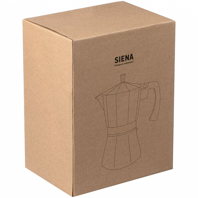 Гейзерная кофеварка Siena, черная с логотипом в Белгороде заказать по выгодной цене в кибермаркете AvroraStore