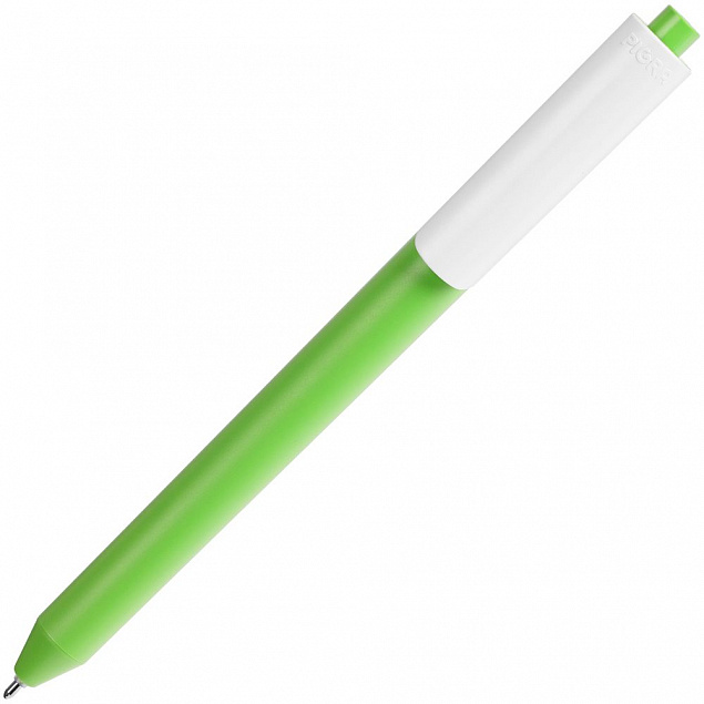 Ручка шариковая Pigra P03 Mat, светло-зеленая с белым с логотипом в Белгороде заказать по выгодной цене в кибермаркете AvroraStore