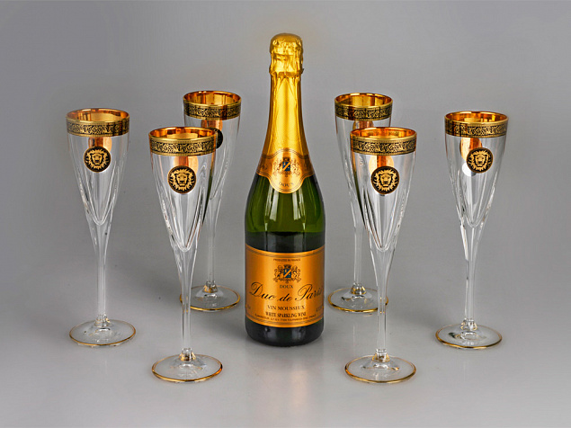 Набор бокалов для шампанского «Сила льва» с логотипом в Белгороде заказать по выгодной цене в кибермаркете AvroraStore