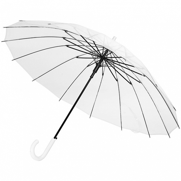 Прозрачный зонт-трость Clear 16 с логотипом в Белгороде заказать по выгодной цене в кибермаркете AvroraStore