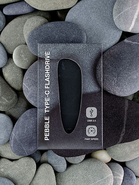 Флешка Pebble Type-C, USB 3.0, черная, 16 Гб с логотипом в Белгороде заказать по выгодной цене в кибермаркете AvroraStore