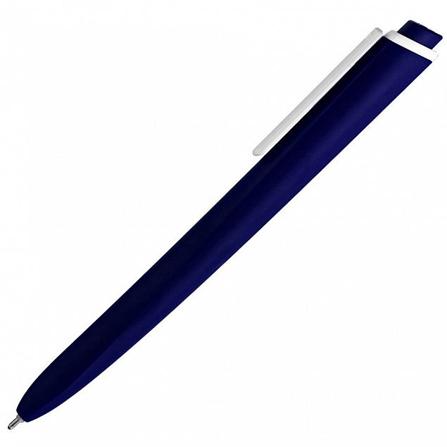 Ручка шариковая Pigra P02 Mat, темно-синяя с белым с логотипом в Белгороде заказать по выгодной цене в кибермаркете AvroraStore