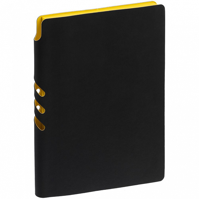Ежедневник Flexpen Black, недатированный, черный с желтым с логотипом в Белгороде заказать по выгодной цене в кибермаркете AvroraStore