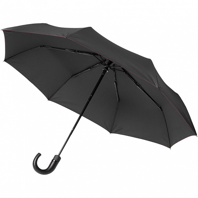 Зонт складной Lui, черный с красным с логотипом в Белгороде заказать по выгодной цене в кибермаркете AvroraStore