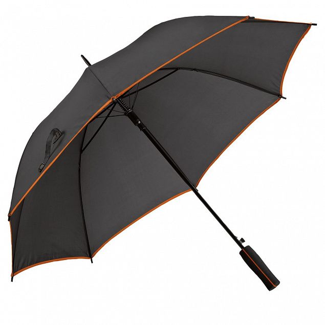 Зонт-трость Jenna, черный с оранжевым с логотипом в Белгороде заказать по выгодной цене в кибермаркете AvroraStore