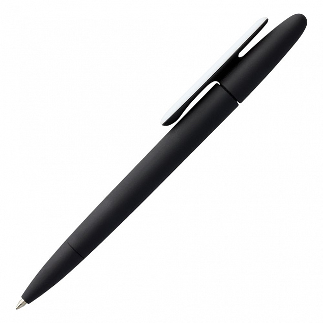 Ручка шариковая Prodir DS5 TRR-P Soft Touch, черная с белым с логотипом в Белгороде заказать по выгодной цене в кибермаркете AvroraStore