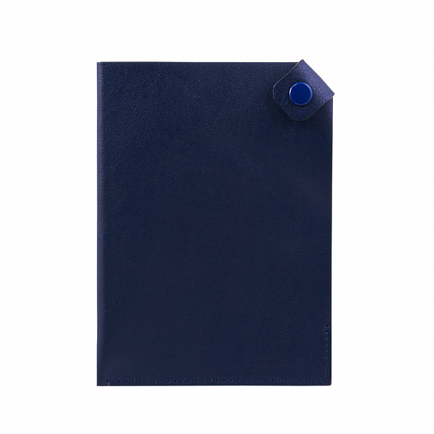 Чехол для паспорта PURE 140*90 мм., застежка на кнопке, натуральная кожа (гладкая), синий с логотипом в Белгороде заказать по выгодной цене в кибермаркете AvroraStore