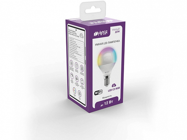 Умная лампочка HIPER IoT LED C3 RGB с логотипом в Белгороде заказать по выгодной цене в кибермаркете AvroraStore