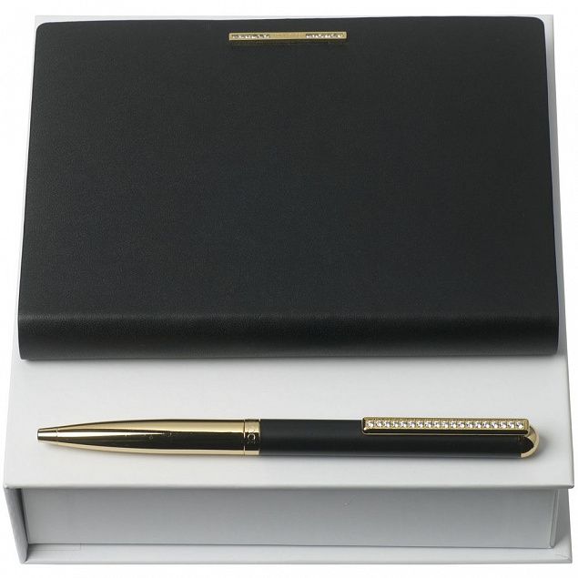 Набор Barrette Noir: блокнот А6 и ручка, черный с логотипом в Белгороде заказать по выгодной цене в кибермаркете AvroraStore