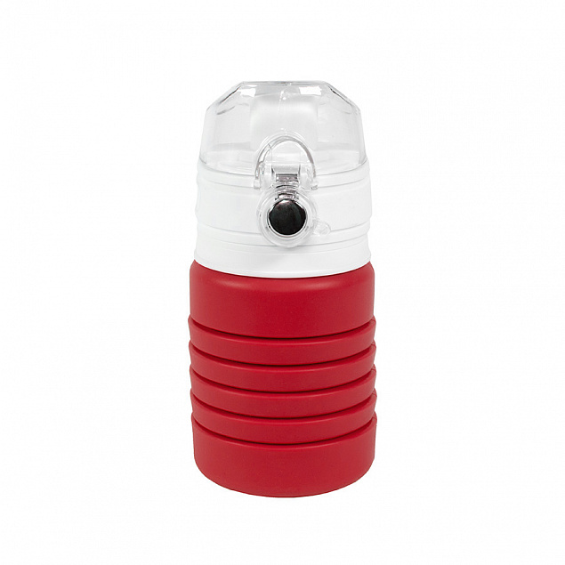 Бутылка для воды складная с карабином SPRING; красная, 550/250 мл,  силикон с логотипом в Белгороде заказать по выгодной цене в кибермаркете AvroraStore