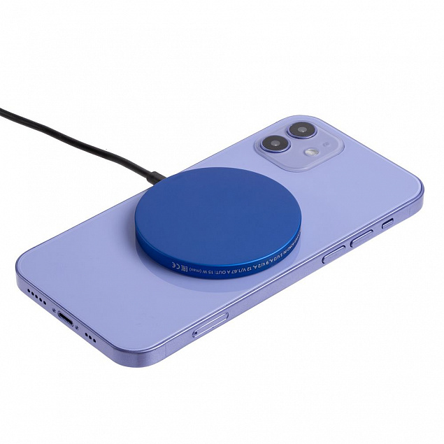 Магнитное зарядное устройство Cooper Rond, 15 Вт, синее с логотипом в Белгороде заказать по выгодной цене в кибермаркете AvroraStore