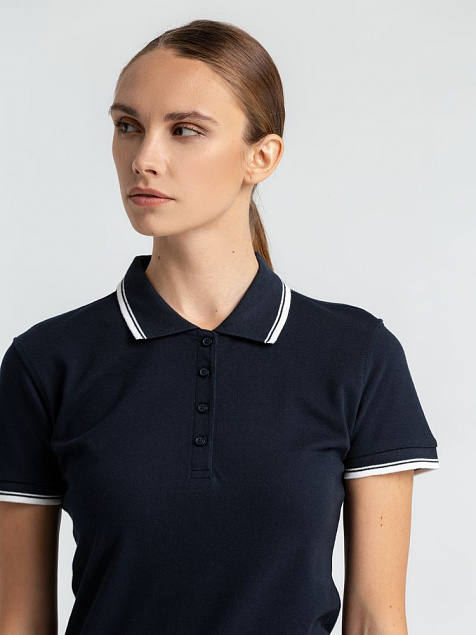 Рубашка поло женская Practice Women 270, голубая с белым с логотипом в Белгороде заказать по выгодной цене в кибермаркете AvroraStore