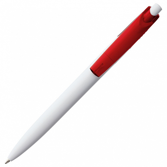 Ручка шариковая Bento, белая с красным с логотипом в Белгороде заказать по выгодной цене в кибермаркете AvroraStore