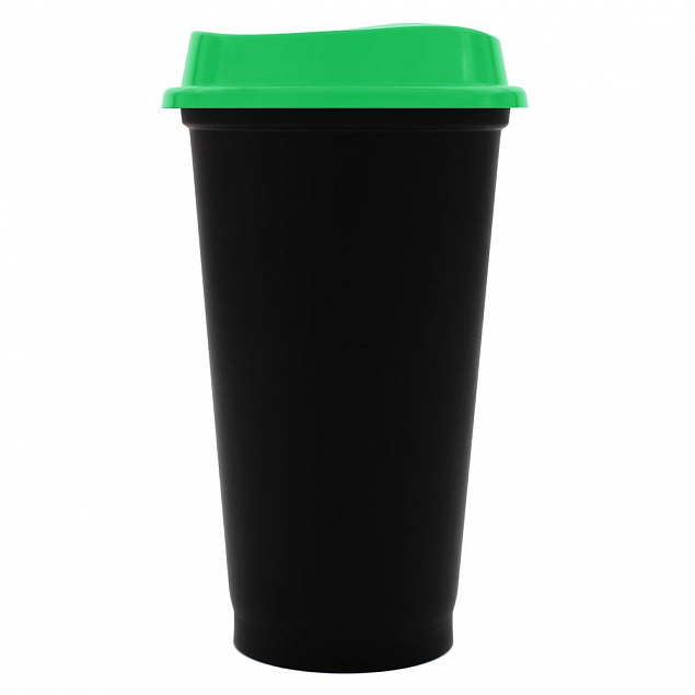 Стакан с крышкой Color Cap Black, черный с зеленым с логотипом в Белгороде заказать по выгодной цене в кибермаркете AvroraStore