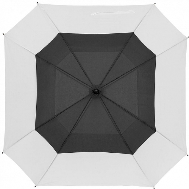 Квадратный зонт-трость Octagon, черный с белым с логотипом в Белгороде заказать по выгодной цене в кибермаркете AvroraStore