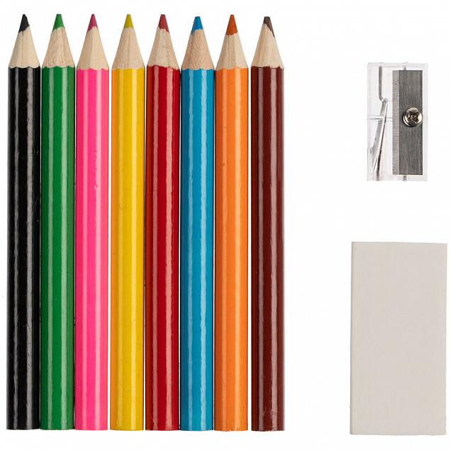 Набор Hobby с цветными карандашами, ластиком и точилкой, белый с логотипом в Белгороде заказать по выгодной цене в кибермаркете AvroraStore