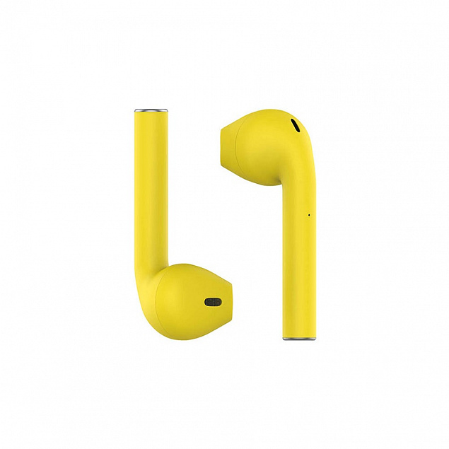 Наушники беспроводные с зарядным боксом TWS AIR SOFT, цвет желтый  с логотипом в Белгороде заказать по выгодной цене в кибермаркете AvroraStore