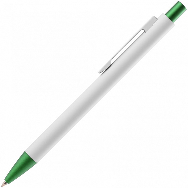 Ручка шариковая Chromatic White, белая с зеленым с логотипом в Белгороде заказать по выгодной цене в кибермаркете AvroraStore