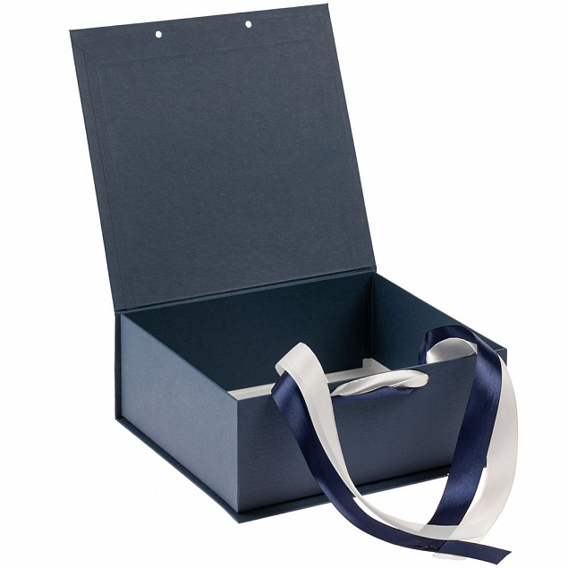 Коробка на лентах Tie Up, малая, синяя с логотипом в Белгороде заказать по выгодной цене в кибермаркете AvroraStore