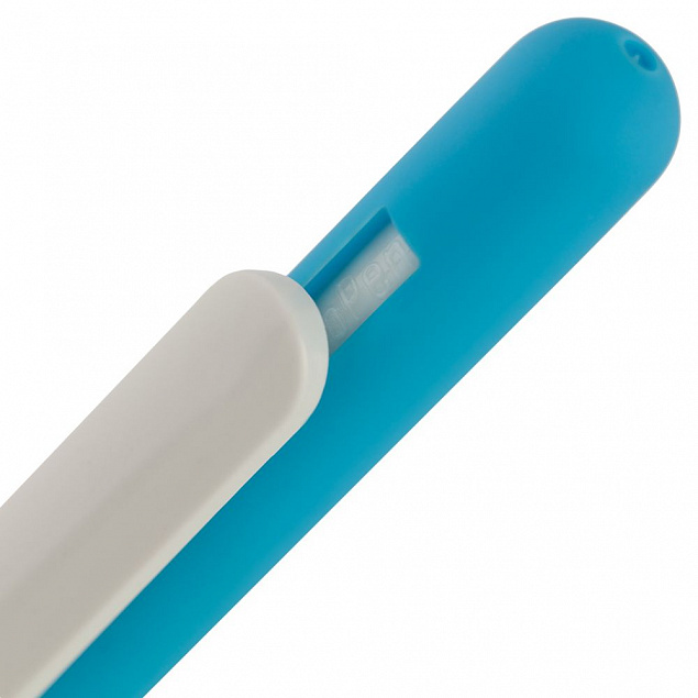 Ручка шариковая Swiper Soft Touch, голубая с белым с логотипом в Белгороде заказать по выгодной цене в кибермаркете AvroraStore