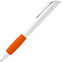 Ручка шариковая Grip, белая с оранжевым с логотипом в Белгороде заказать по выгодной цене в кибермаркете AvroraStore