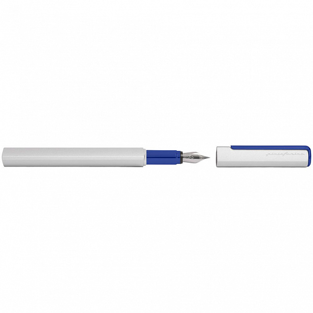 Ручка перьевая PF One, серебристая с синим с логотипом в Белгороде заказать по выгодной цене в кибермаркете AvroraStore