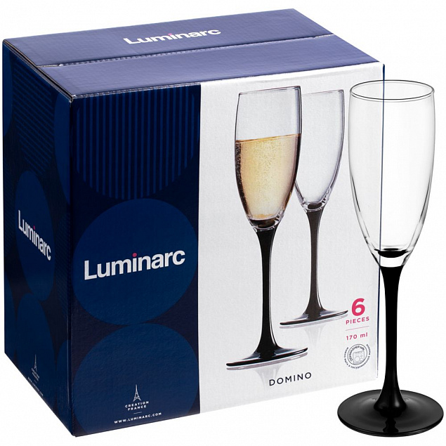 Набор бокалов для шампанского «Домино» с логотипом в Белгороде заказать по выгодной цене в кибермаркете AvroraStore