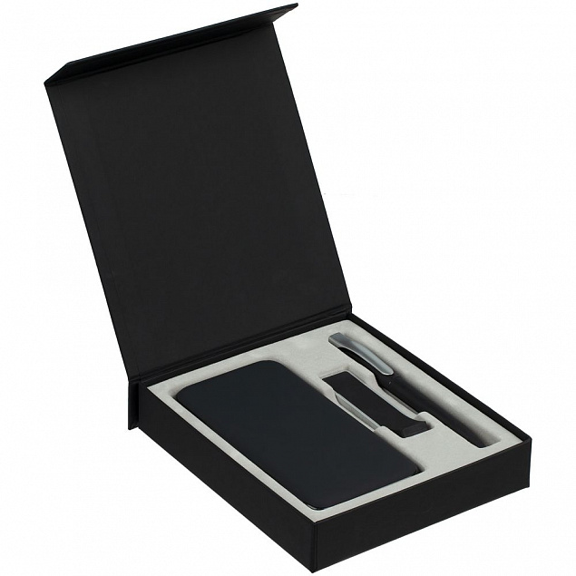 Коробка Rapture для аккумулятора 10000 мАч, флешки и ручки, черная с логотипом в Белгороде заказать по выгодной цене в кибермаркете AvroraStore