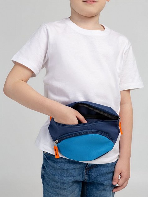 Поясная сумка детская Kiddo, синяя с голубым с логотипом в Белгороде заказать по выгодной цене в кибермаркете AvroraStore