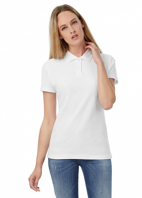 Рубашка поло женская ID.001 белая с логотипом в Белгороде заказать по выгодной цене в кибермаркете AvroraStore