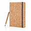 Блокнот Cork на резинке с бамбуковой ручкой-стилус, А5 с логотипом в Белгороде заказать по выгодной цене в кибермаркете AvroraStore