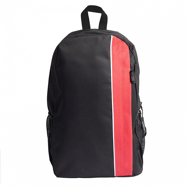 Рюкзак PLUS, чёрный/красный, 44 x 26 x 12 см, 100% полиэстер 600D с логотипом в Белгороде заказать по выгодной цене в кибермаркете AvroraStore