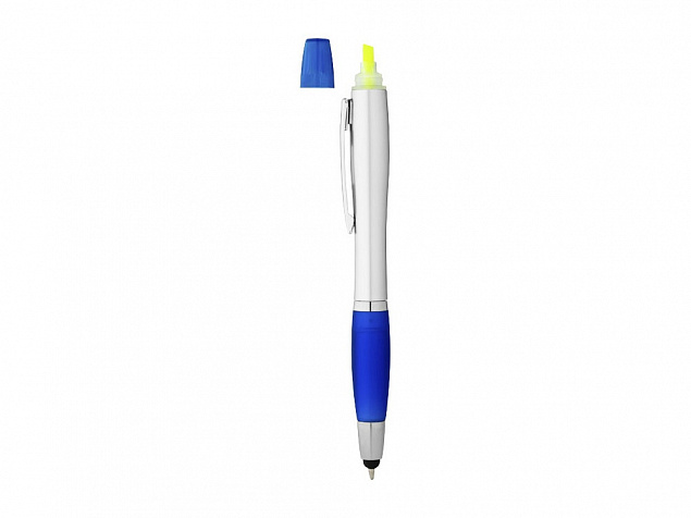 Ручка-стилус Nash с маркером, синий классический/серебристый с логотипом в Белгороде заказать по выгодной цене в кибермаркете AvroraStore
