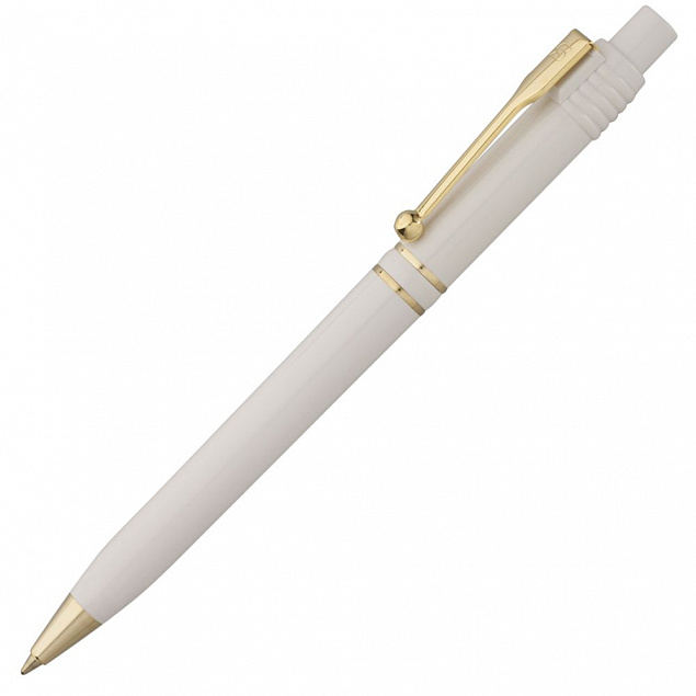 Ручка шариковая Raja Gold, белая с логотипом в Белгороде заказать по выгодной цене в кибермаркете AvroraStore