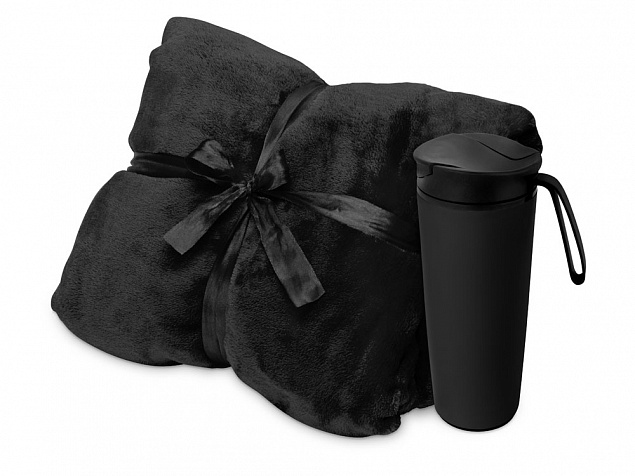 Подарочный набор с пледом, термокружкой Dreamy hygge, черный с логотипом в Белгороде заказать по выгодной цене в кибермаркете AvroraStore