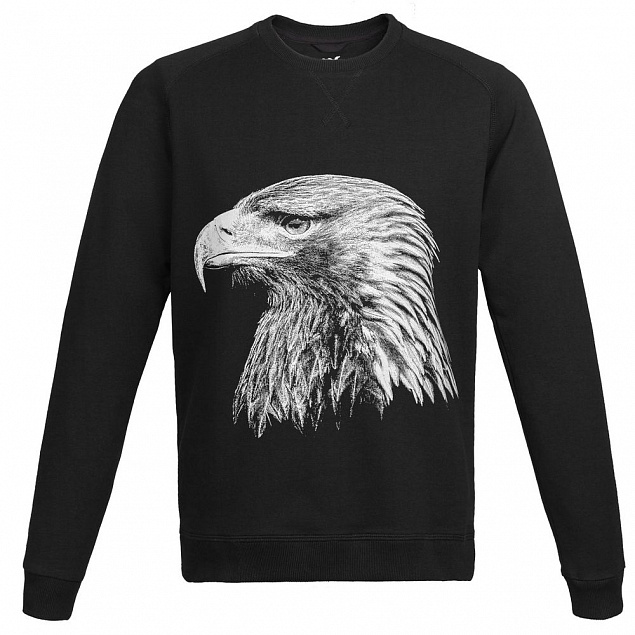 Свитшот мужской Like an Eagle, черный с логотипом в Белгороде заказать по выгодной цене в кибермаркете AvroraStore