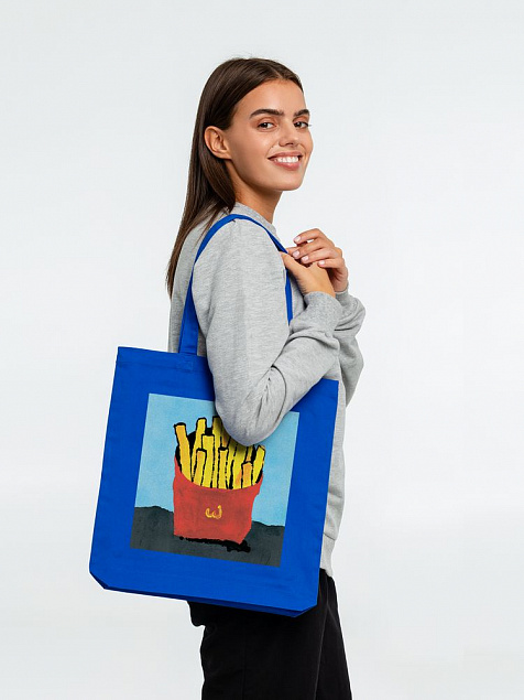 Холщовая сумка «Фри», ярко-синяя с логотипом в Белгороде заказать по выгодной цене в кибермаркете AvroraStore