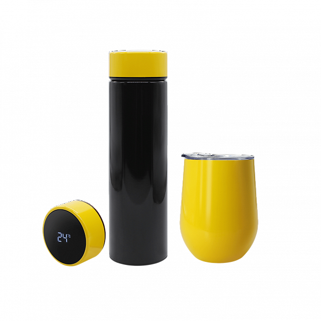 Набор Hot Box Duo CB grey (черный с желтым) с логотипом в Белгороде заказать по выгодной цене в кибермаркете AvroraStore