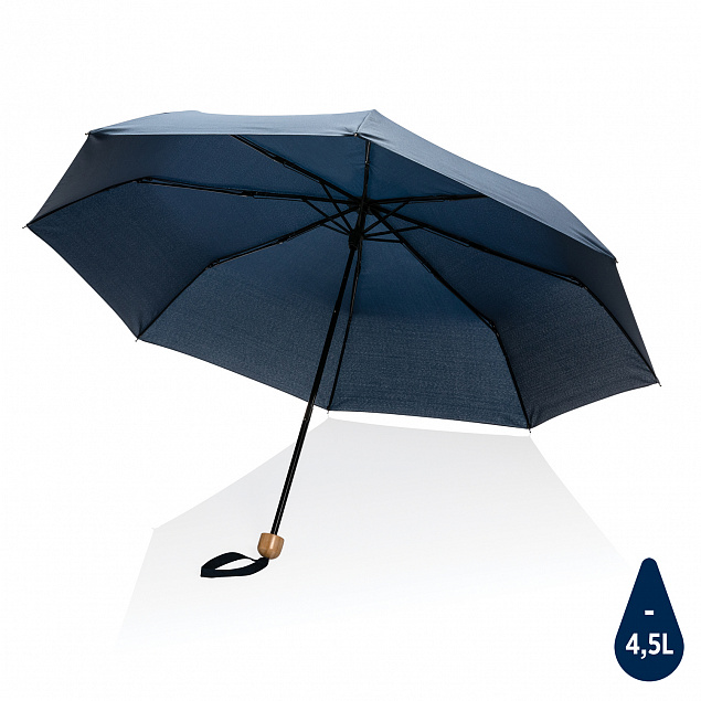 Компактный зонт Impact из RPET AWARE™ с бамбуковой ручкой, 20.5" с логотипом в Белгороде заказать по выгодной цене в кибермаркете AvroraStore