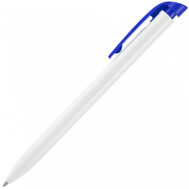 Ручка шариковая Favorite, белая с синим с логотипом в Белгороде заказать по выгодной цене в кибермаркете AvroraStore