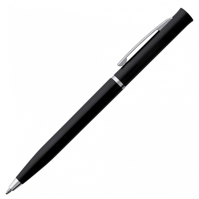 Ручка шариковая Euro Chrome, черная с логотипом в Белгороде заказать по выгодной цене в кибермаркете AvroraStore