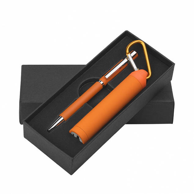 Набор ручка + зарядное устройство 2800 mAh в футляре, оранжевый, покрытие soft touch с логотипом в Белгороде заказать по выгодной цене в кибермаркете AvroraStore
