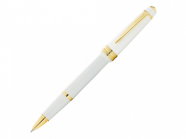 Ручка-роллер Bailey Light Polished White Resin and Gold Tone с логотипом в Белгороде заказать по выгодной цене в кибермаркете AvroraStore