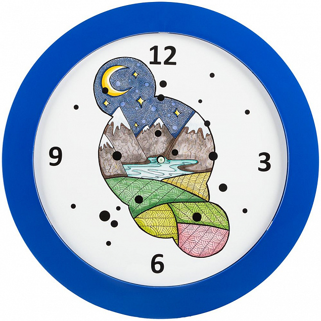 Часы настенные «Горы», синие с логотипом в Белгороде заказать по выгодной цене в кибермаркете AvroraStore