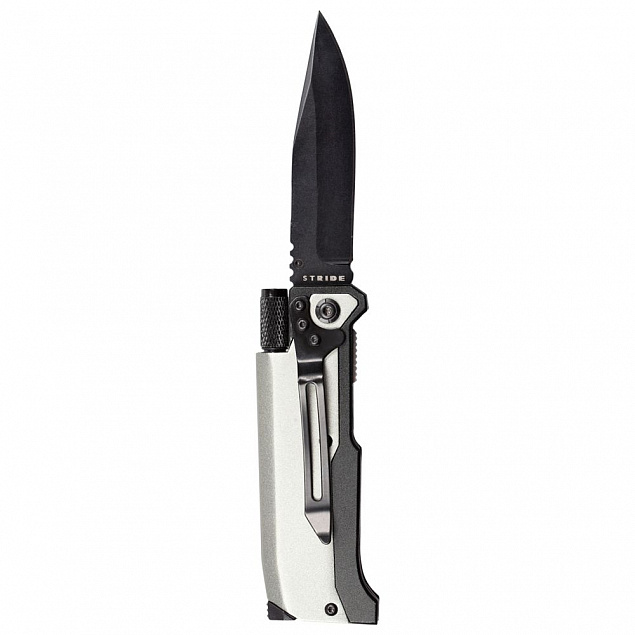 Нож складной с фонариком и огнивом Ster, серый с логотипом в Белгороде заказать по выгодной цене в кибермаркете AvroraStore